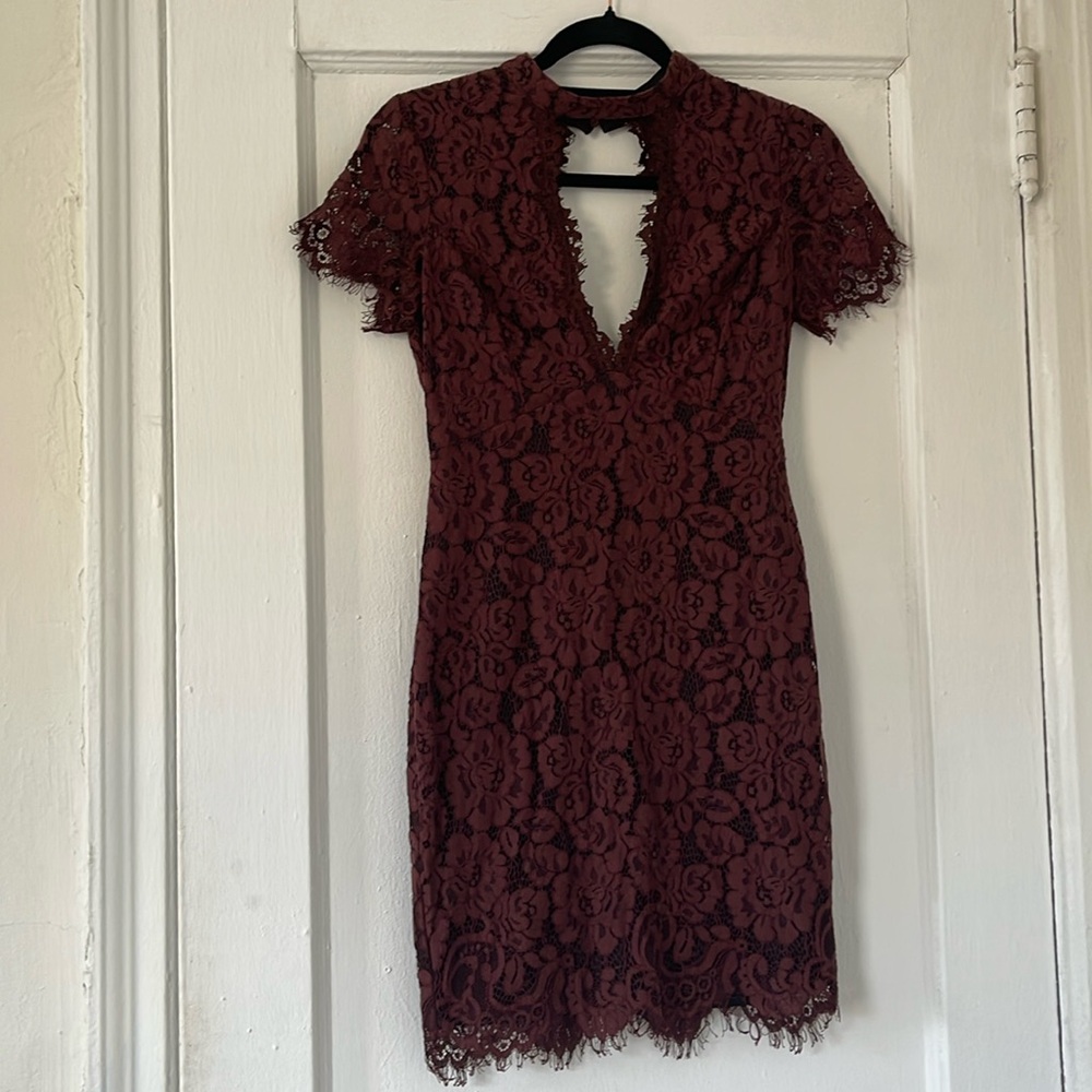 NWOT Necessary Clothing (no label) maroon red lace dress